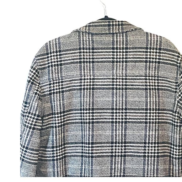 Zara Black Grey & Tan Plaid Jacket Shacket Coat Lumberjack Size Medium - Picture 6 of 10